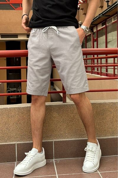 inpool Elastic Waist-laced, Regular Fit, Summer, Old Money Culture, Linen (linen), Woven shorts