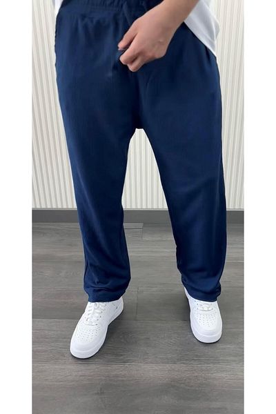 NO 601 Navy Blue Men's Summer Trousers - Relaxed Fit, Wrapped Fabric