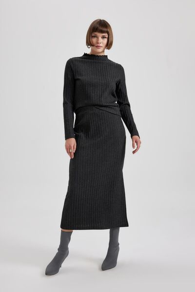 DeFacto Slim Fit karcsúsított fél garbós bordás camisole hosszú ujjú póló B4778ax23wn