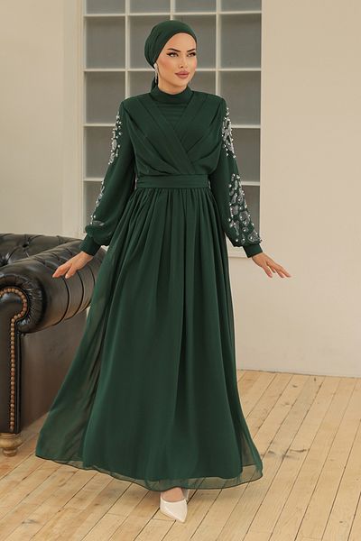 ModaMerve Βραδινό φόρεμα Emerald Chiffon - LPN4192