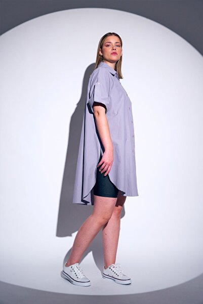 HANIQA Kısa Kollu Uzun Basic Gömlek