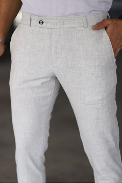 Gavazzi Men's Stone Color Italian Cut Quality Flexible Lycra Ankle Length Fabric Trousers
