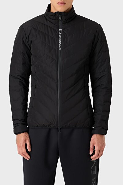 EA7 Black Men's Coat - Stand Collar, Insulated, Zippered, Brand Logo 8NPB13 PNE1z-1200