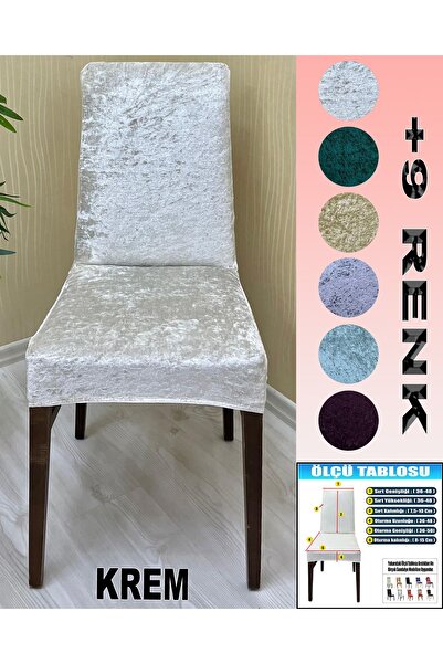 KILIFSAN 6 Adet Parlak Kadife Kumaş Sandalye Kılıfı Yıkanabilir Likralı Esnek Lastikli, Sandalye Örtü