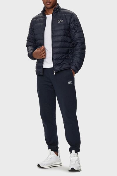 EA7 Navy Blue Men's Coat - Stand Collar, Insulated, Zippered, Brand Logo 8NPB23 PNGPZ-1562