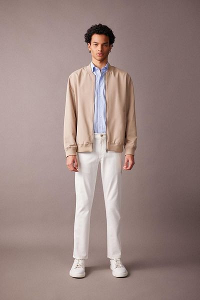 DeFacto Slim Fit College Collar Zippered Double Pocket Seasonal Light Thin Bomber Jacket A3865Ax23Au