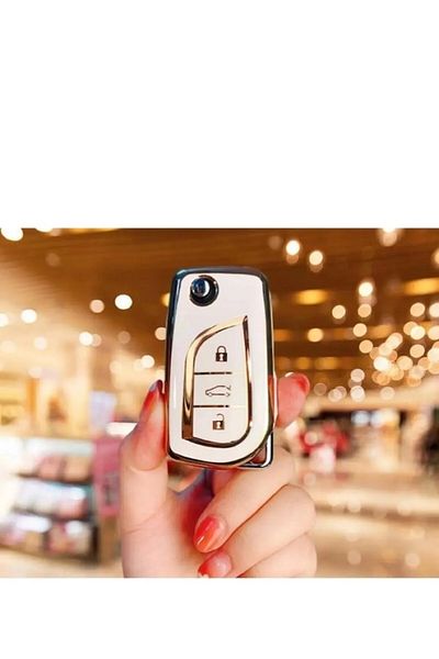 C9 Toyota 2017-2024 Corolla Auris Verso Avensis Hilux - White/Grey Key Case Switchblade Model