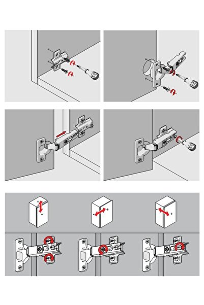 SAMET Dolap Kapak Menteşesi Yarım Deve Tas Menteşe+Vidalar (Pk./Ad. 4Adet)