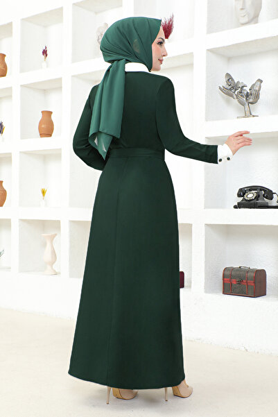 ModaMerve Belted Dress ASM2687 Emerald