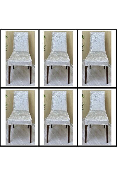 KILIFSAN 6 Adet Parlak Kadife Kumaş Sandalye Kılıfı Yıkanabilir Likralı Esnek Lastikli, Sandalye Örtü