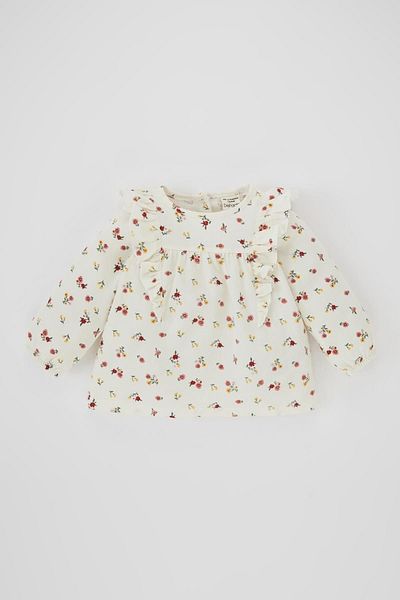 DeFacto Keprová dívčí košile s dlouhým rukávem - Crew NecK A8767a523au
