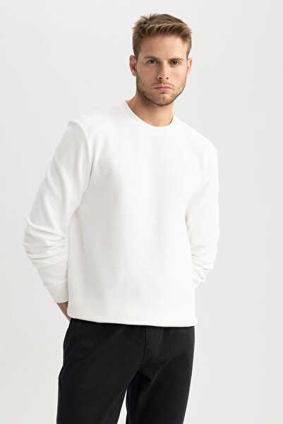 DeFacto Regular Fit Bisiklet Yaka %100 Pamuk Basic Düz Sweatshirt A5960ax23au