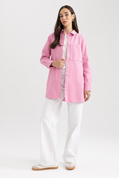 DeFacto Long Sleeve Gabardine Tunic Shirt - B3702ax23au