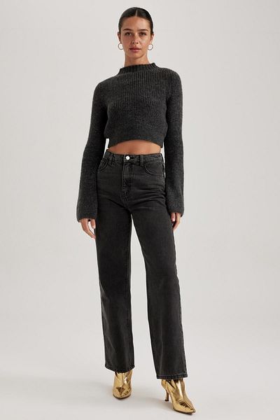 DeFacto ThessAloniki Stoff-Sweatshirt mit halbem Rollkragen - A3823ax23wn