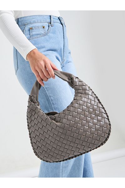 Styli Weave Design Handbag with Zip Closure