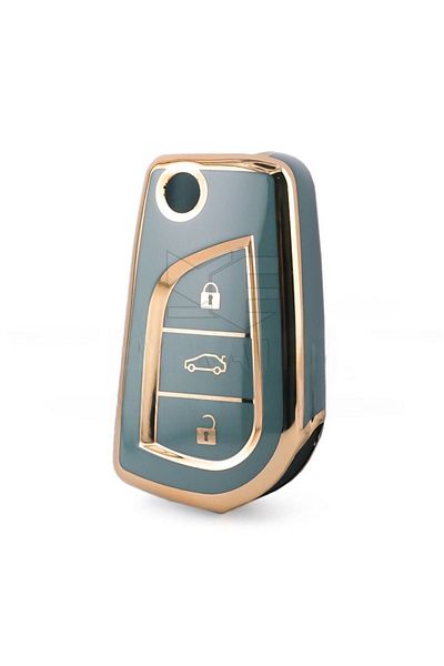 GMA KEYS Toyota Corolla Auris Yaris Verso Avensis Aygo Hilux Nano Key Protection Case Gray Gold Gold Color