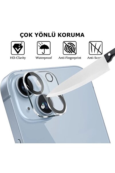 HyperAge Iphone 15 & Iphone 15 Plus Kamera Koruyucu 9 Kat Sertleştirilmiş Kamera Lens Ve Yüzey Koruma Şeffaf