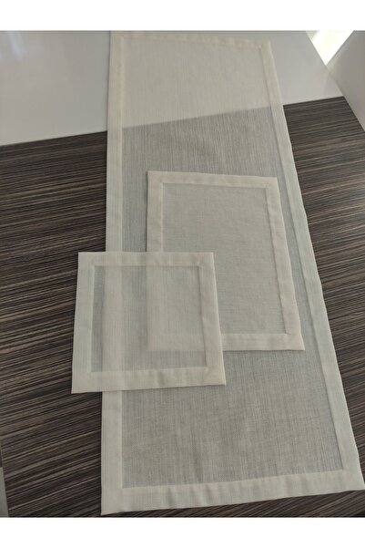 Etamin nakisim Etuval linen 3 parça salon takımı simli krem renk runer zigon ...