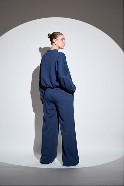 HANIQA Navy Blue Large Size Women's Tracksuit Set - 3010