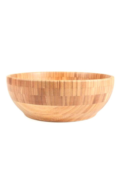Qerhome 20 Cm Bamboo Salad Bowl - Natural Presentation