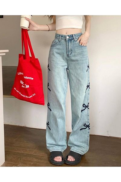 Gofeel Baggy Tech Trousers with High Waist Ribbon Detail