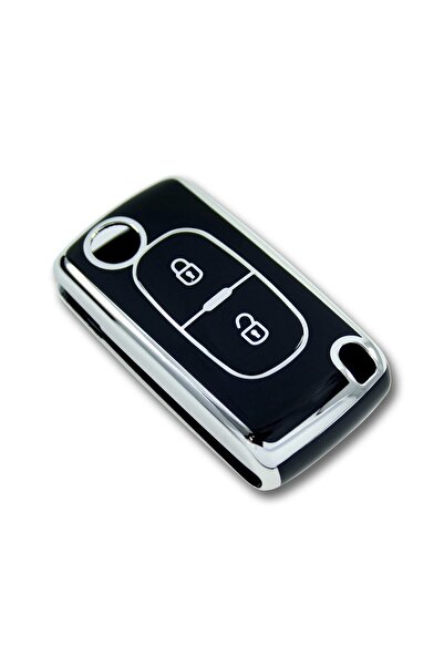 GMA KEYS Lux pentru Peugeot 307 Citroen C3 2 butoane Sustal Nano Carcasa cheii Negru Argintiu Argintiu Culoare 1st Kailte
