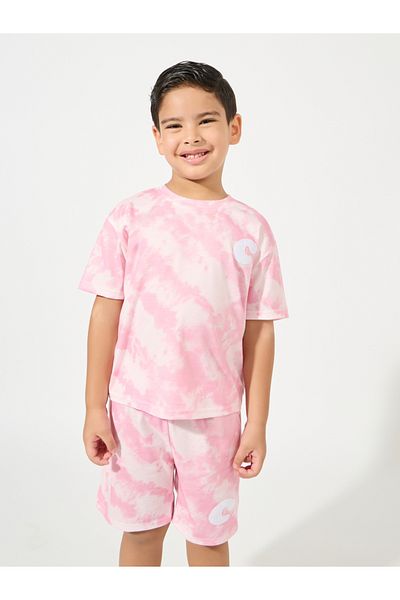 Styli Tie & Dye Print Patch T-Shirt & Shorts Set