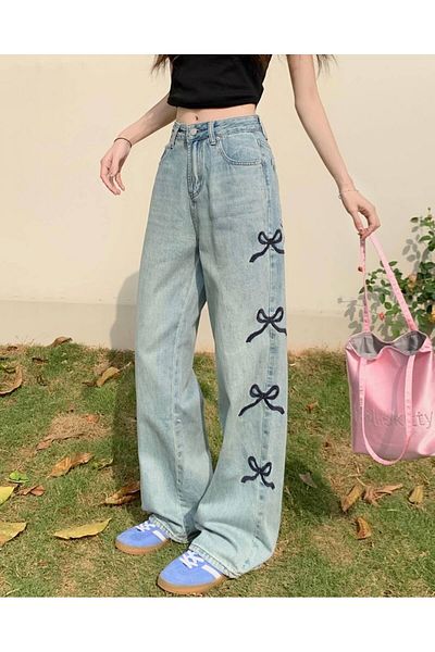 Gofeel Baggy Tech Trousers with High Waist Ribbon Detail