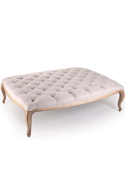 Hanel Mobilya LUKENS KAPİTONELİ ORTA SEHPA-PUF KETEN KREM