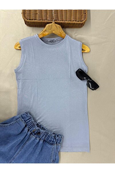 skycott Ανοιχτό μπλε βισκόζη με στρογγυλή λαιμόκοψη αμάνικο γυναικείο εσώρουχ...