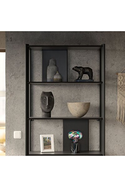 IKEA açık raf ünitesi, siyah, 80x195 cm Genişlik: 80 cm Derinlik: 40 cm Yükseklik: 195 cm