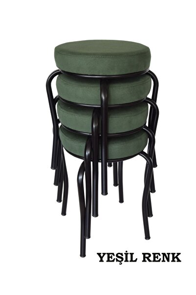 Ankhira Tabure (4 ADET)(MONTELİ GÖNDERİM) Siyah Ayaklı, Taytüyü Kumaş, Metal Ahtapot