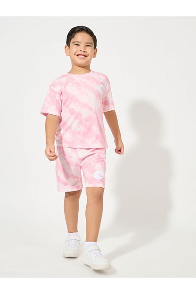 Styli Tie & Dye Print Patch T-Shirt & Shorts Set