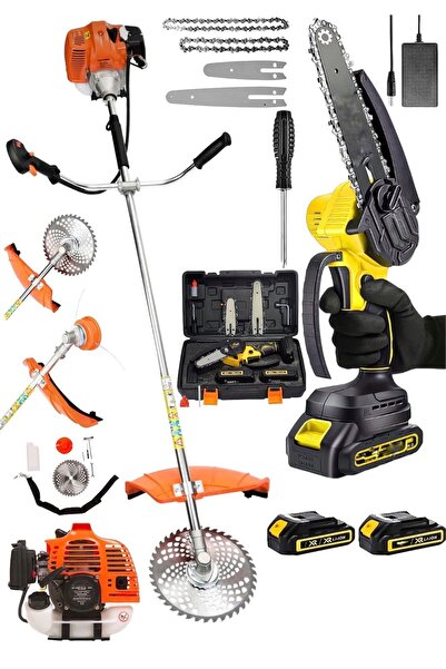 Germany Steel 2'Lİ SET 9 Hp Benzinli Çim Ot Biçme Yan Tipi Tırpan VE 598VF Şa...