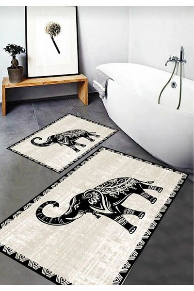 MARSA Non-slip Based Digital Printed Washable Bath Mat - 60x100/40x60