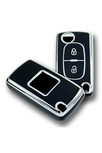 GMA KEYS Lux pentru Peugeot 307 Citroen C3 2 butoane Sustal Nano Carcasa cheii Negru Argintiu Argintiu Culoare 1st Kailte