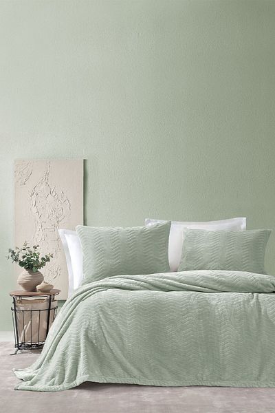 Yataş Dazel Double Blanket Bedspread Set 240X225 cm - Sage
