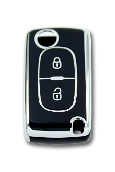 GMA KEYS Lux pentru Peugeot 307 Citroen C3 2 butoane Sustal Nano Carcasa cheii Negru Argintiu Argintiu Culoare 1st Kailte
