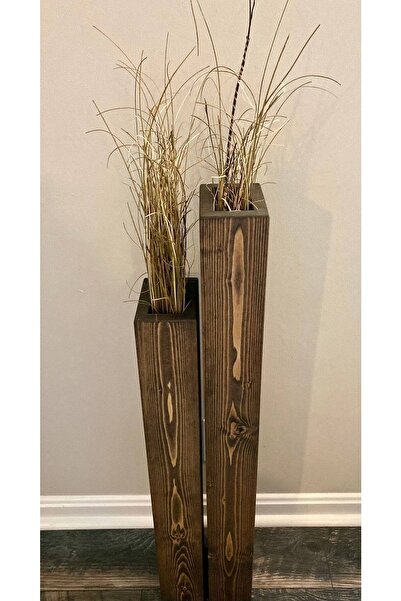 Master Hands Ahşap Tekli Vazo Dekoratif Çiçeklik, Büyük Boy Ahşap Çiçeklik