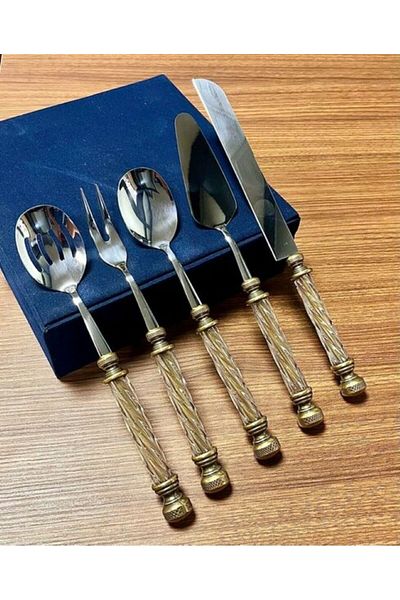ROY KING Antique Glass 5 Piece Service Set