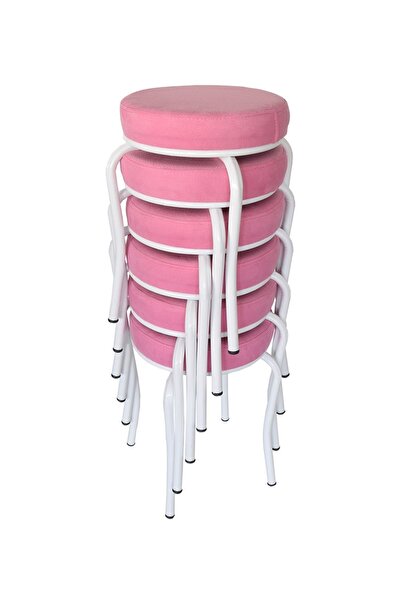 Ankhira Tabure (6 ADET) (MONTELİ GÖNDERİM) Beyaz Ayaklı, Taytüyü Kumaş, Metal...