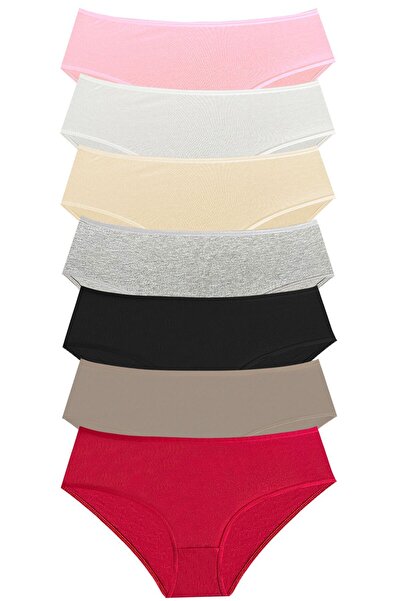 DONEX 1436 Düz Renk Bato Model Yüksel Bel Pamuklu Kumaş 7'li Kadın Külot Paketi