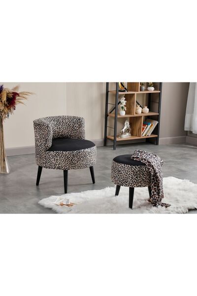 WATERYBROOK Sydney Berjer Puf İkili Set - Tekli Koltuk - Berjer - Ofis, Balkon, Kafe, Bahçe, Salon Mobilyası