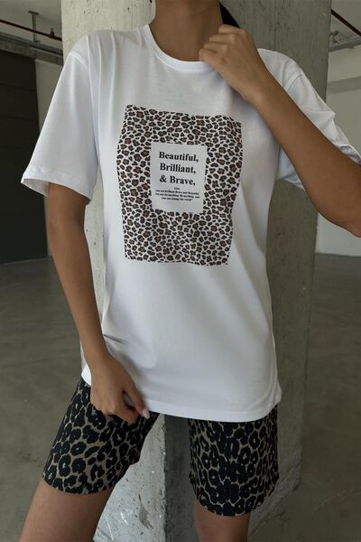 Blah Bela leopard majica sa sloganom, velika pamučna ženska majica - AI dizaj...