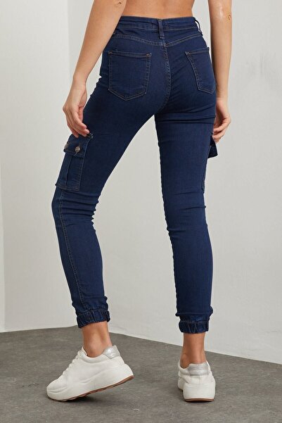 TRENDNATUREL Blugi cargo din Lycra albastru închis Mărimea pantalonilor Tabelul nostru este disponibil