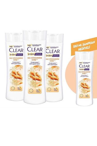 Clear 350 ml x3 Anti-Hair Loss Shampoo for Women - Effective on Dandruff