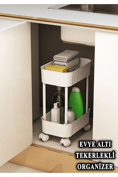 MİMOZA PARK Multi-Purpose 2-Tier Under-Sink Organizer In-Cabinet Tegah Six-Wheeled Organizer