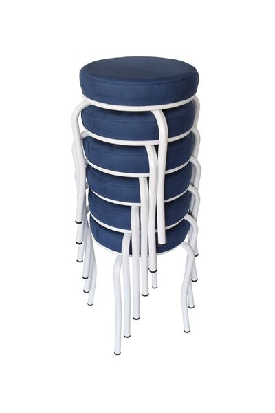 Ankhira Tabure (6 ADET) (MONTELİ GÖNDERİM) Beyaz Ayaklı, Taytüyü Kumaş, Metal...