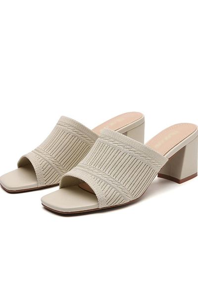 B BİLMEZLER Patterned Short Heeled Knitwear Slippers