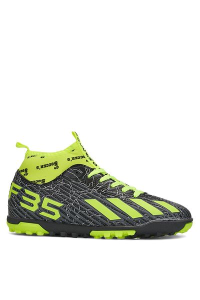 İmerShoes Erkek Çocuk Halı Saha Çoraplı Çivisiz Beyaz Sarı Futbol Spor Ayakkabısı F35hs